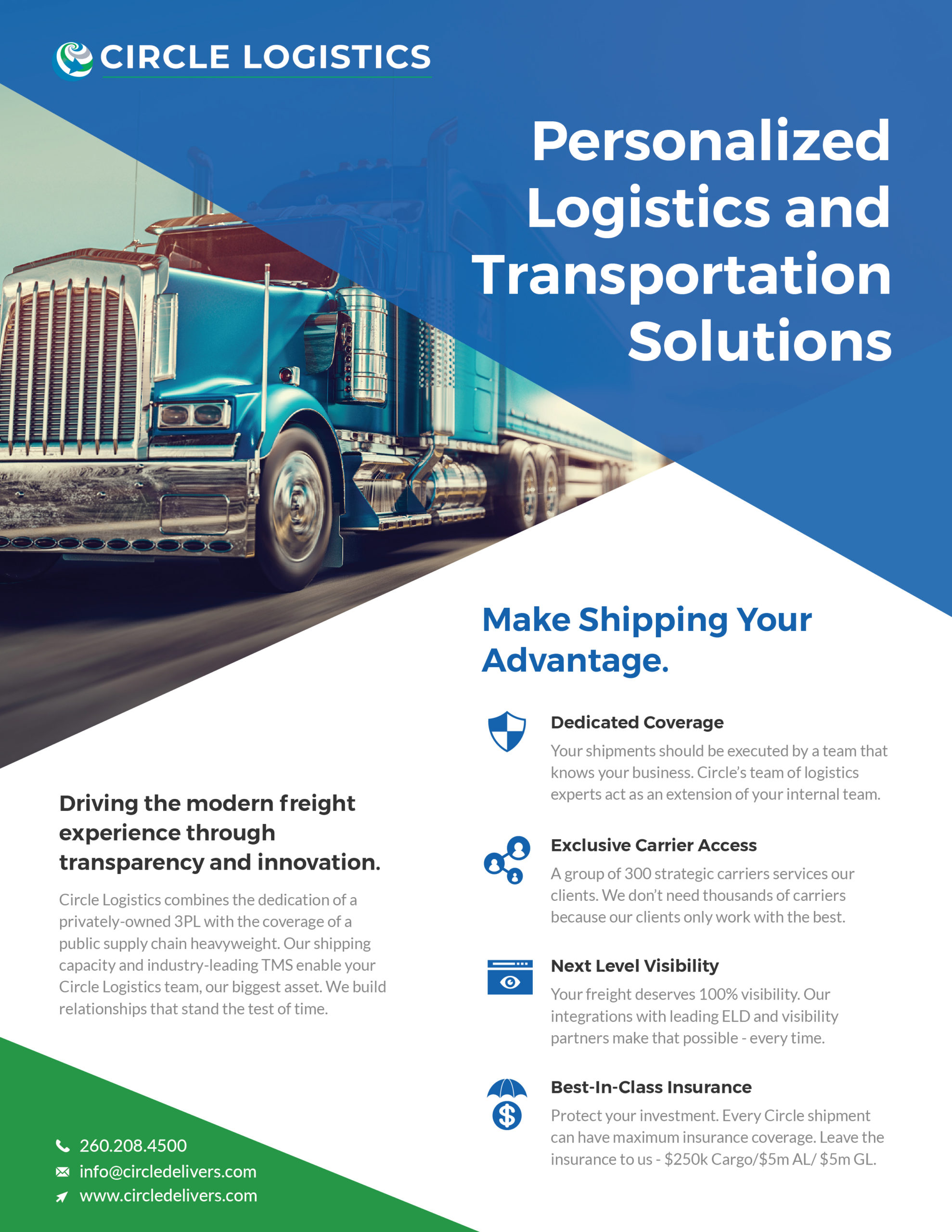 Circle Logistics Overview of Personalized Logistics and Transportation Solutions page 1
