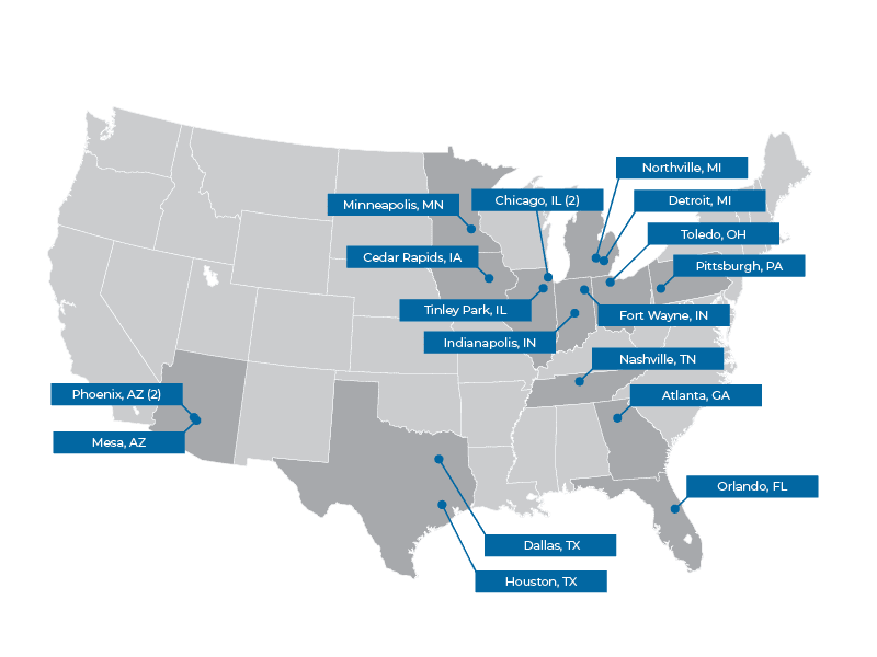 Circle Logistics Locations Map - United States- 2025-01